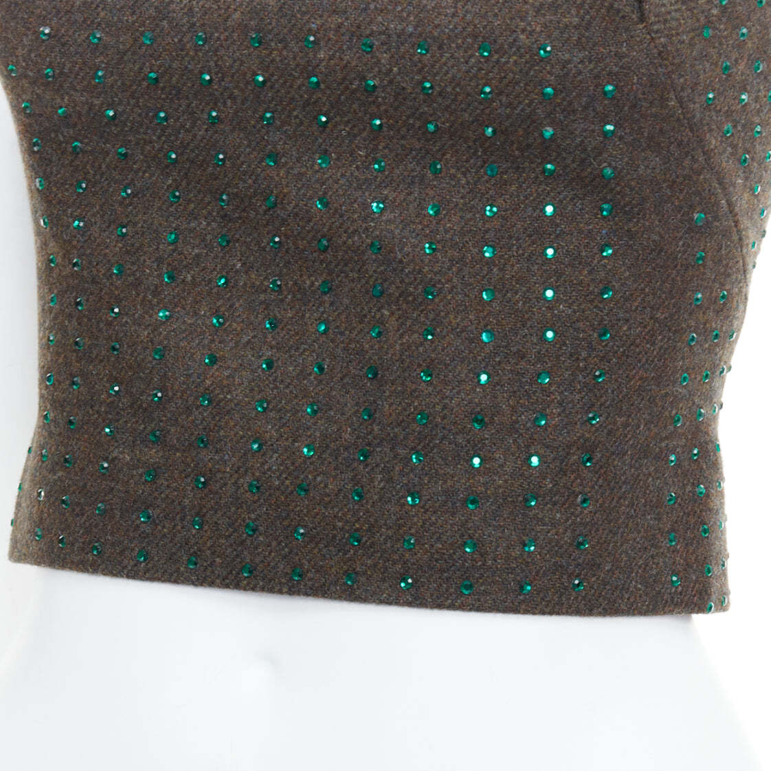 Women's Miu Miu fleece wool green crystal bustier top - Image 7