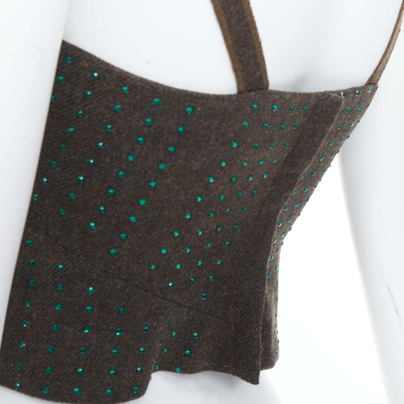 Women's Miu Miu fleece wool green crystal bustier top - Image 8
