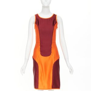 Women's Miu Miu Sportif geometric silk satin panelled dress