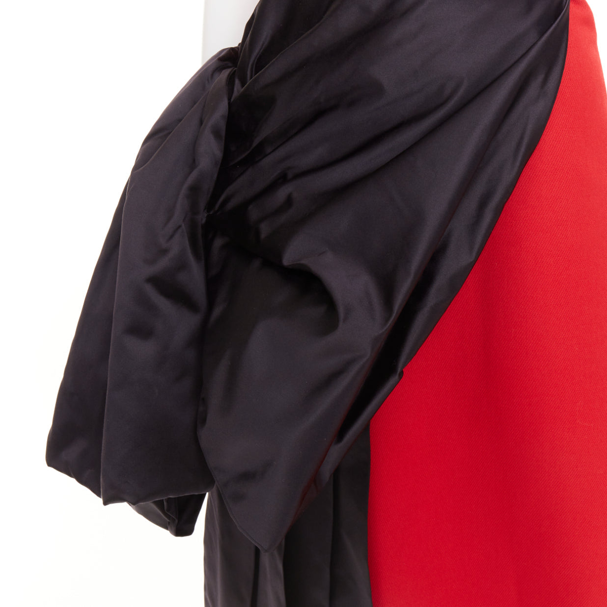 Women's Prada red pink black virgin wool satin sash bustier dress - Image 7