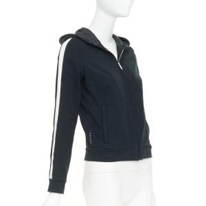 Women's Prada Linea Rossa striped zip front logo cropped hoodie