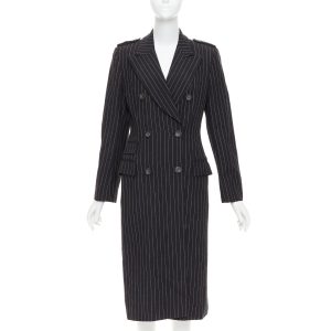 Women's Gucci Tom Ford black wool pinstripe overcoat