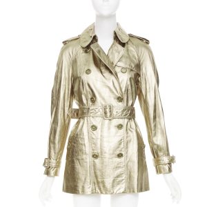 Women's Burberry metallic gold lambskin trench coat