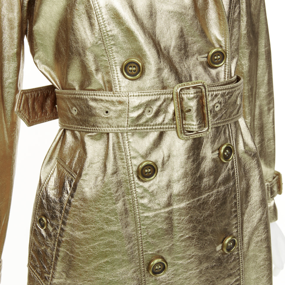Women's Burberry metallic gold lambskin trench coat - Image 8