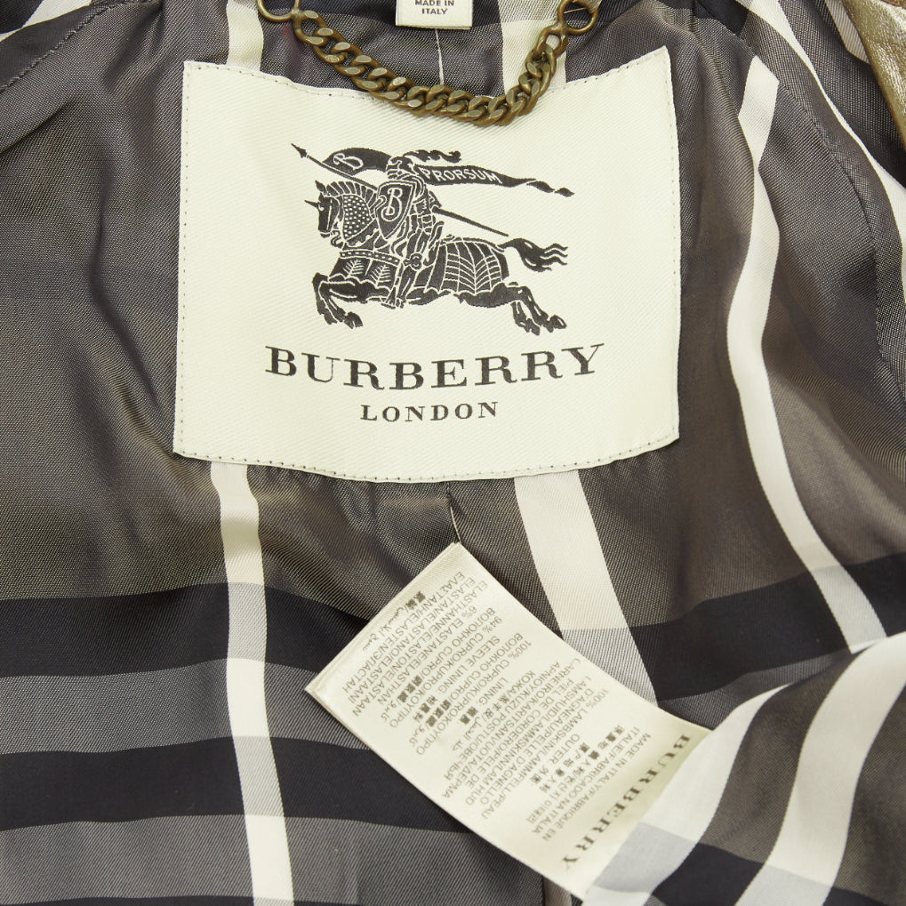 Women's Burberry metallic gold lambskin trench coat - Image 9