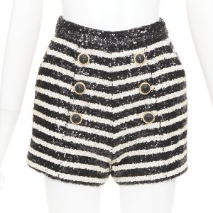 Women's Balmain stripe sequin hot shorts