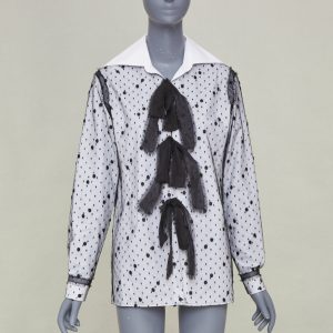 Women's Valentino polka dot tulle bow cotton shirt
