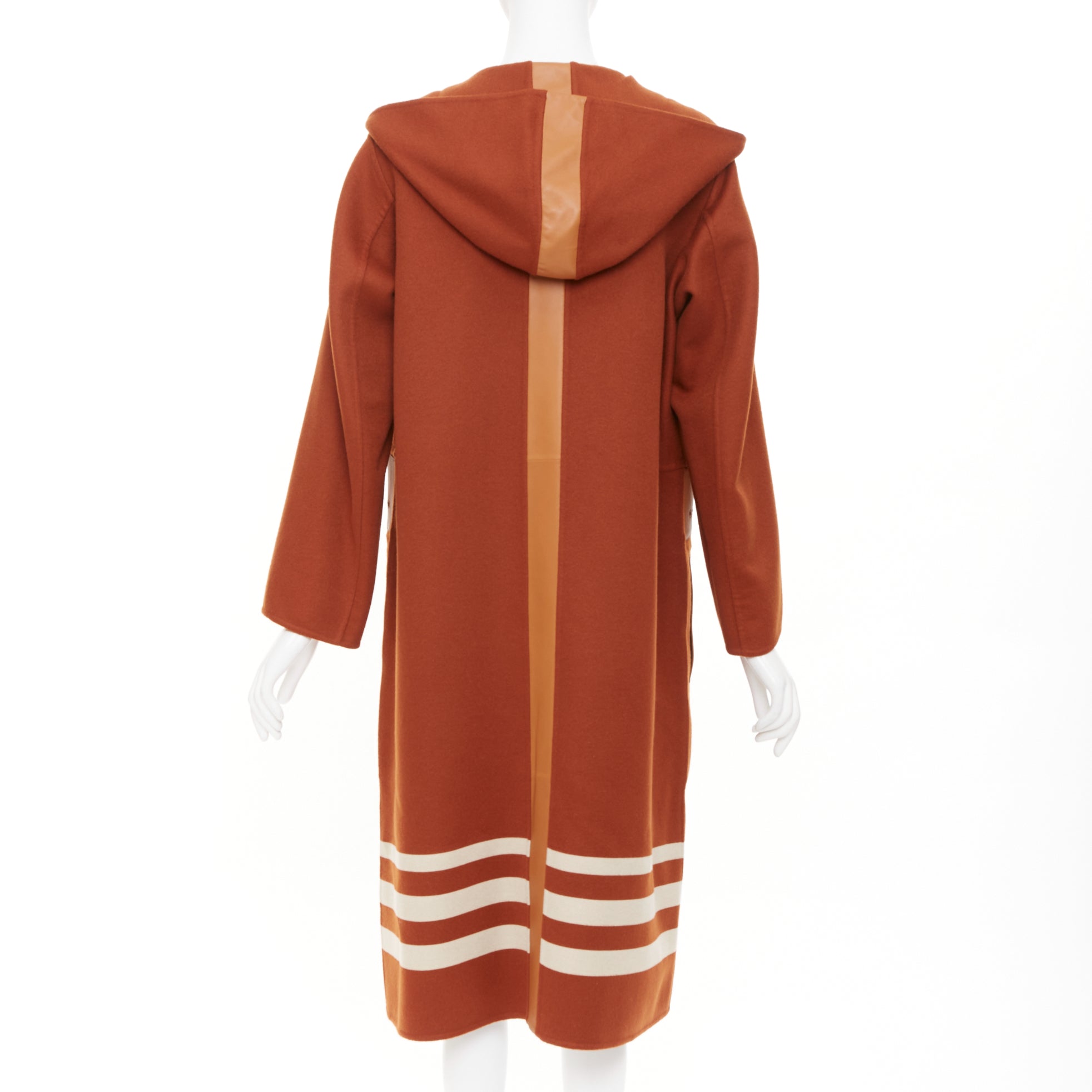 Women's Hermes lambskin panel cashmere striped coat - Image 6