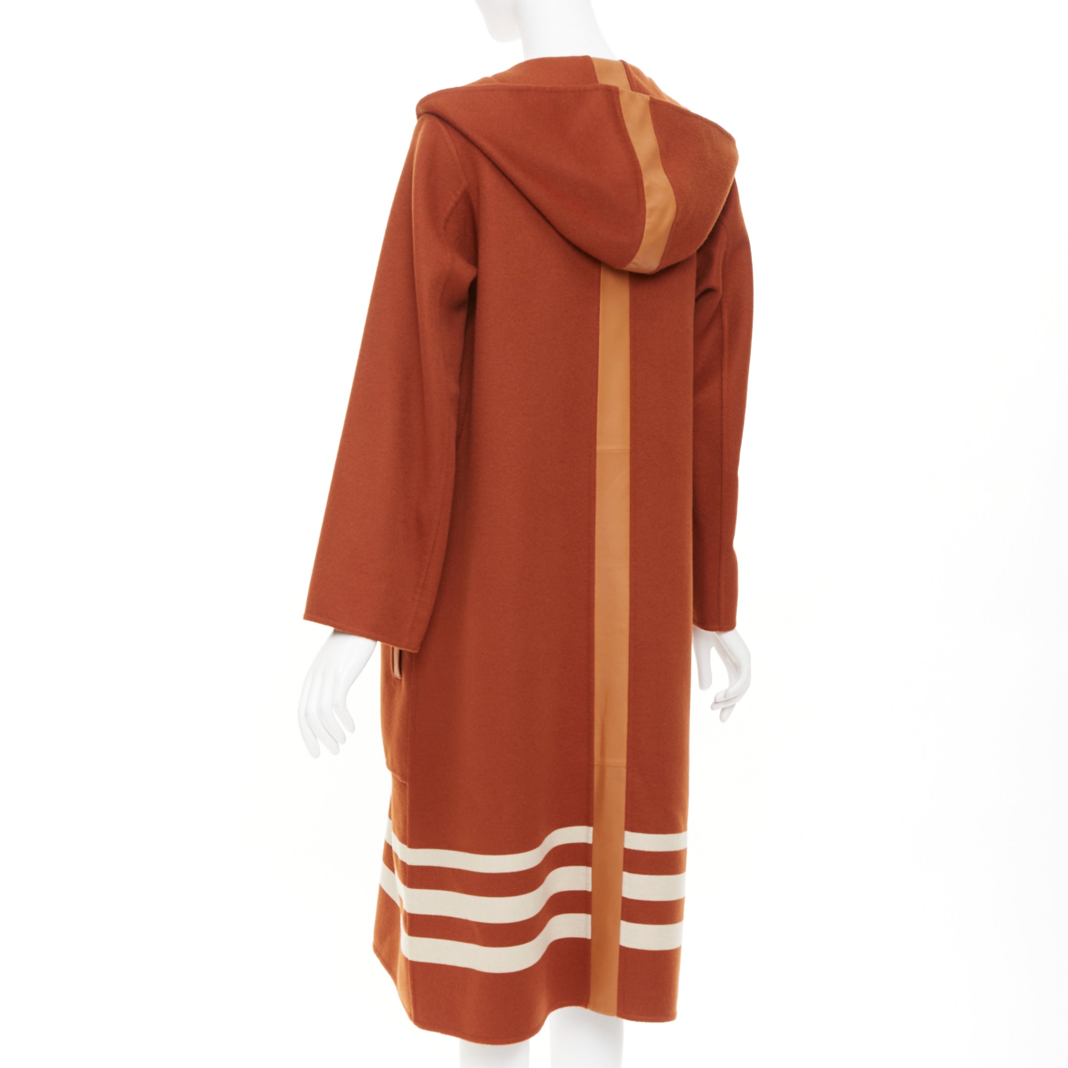 Women's Hermes lambskin panel cashmere striped coat - Image 7