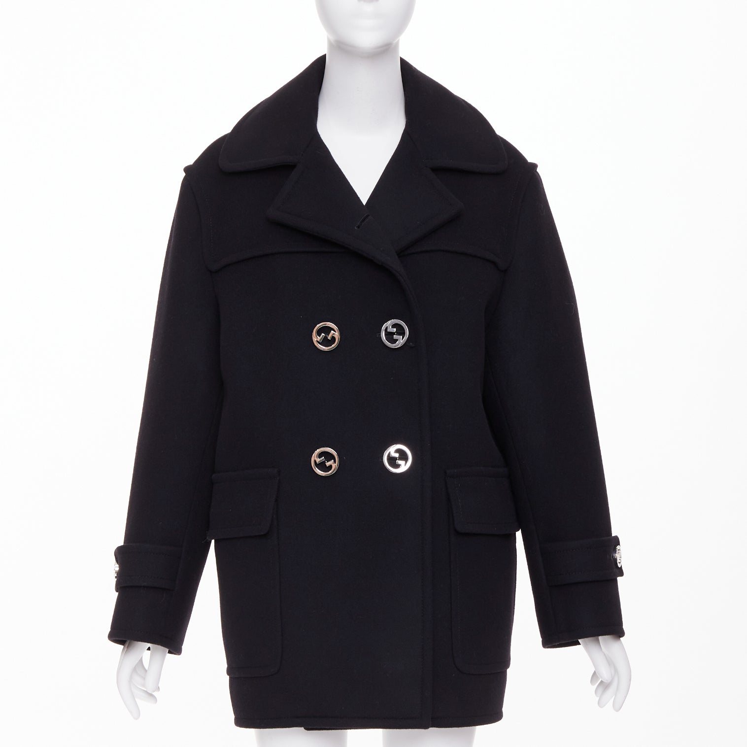 Women's Gucci G button wool double breasted coat