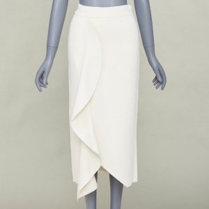 Women's Alexander McQueen ivory viscose knit ruffle asymmetric skirt