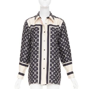 Women's Louis Vuitton monogram silk button top