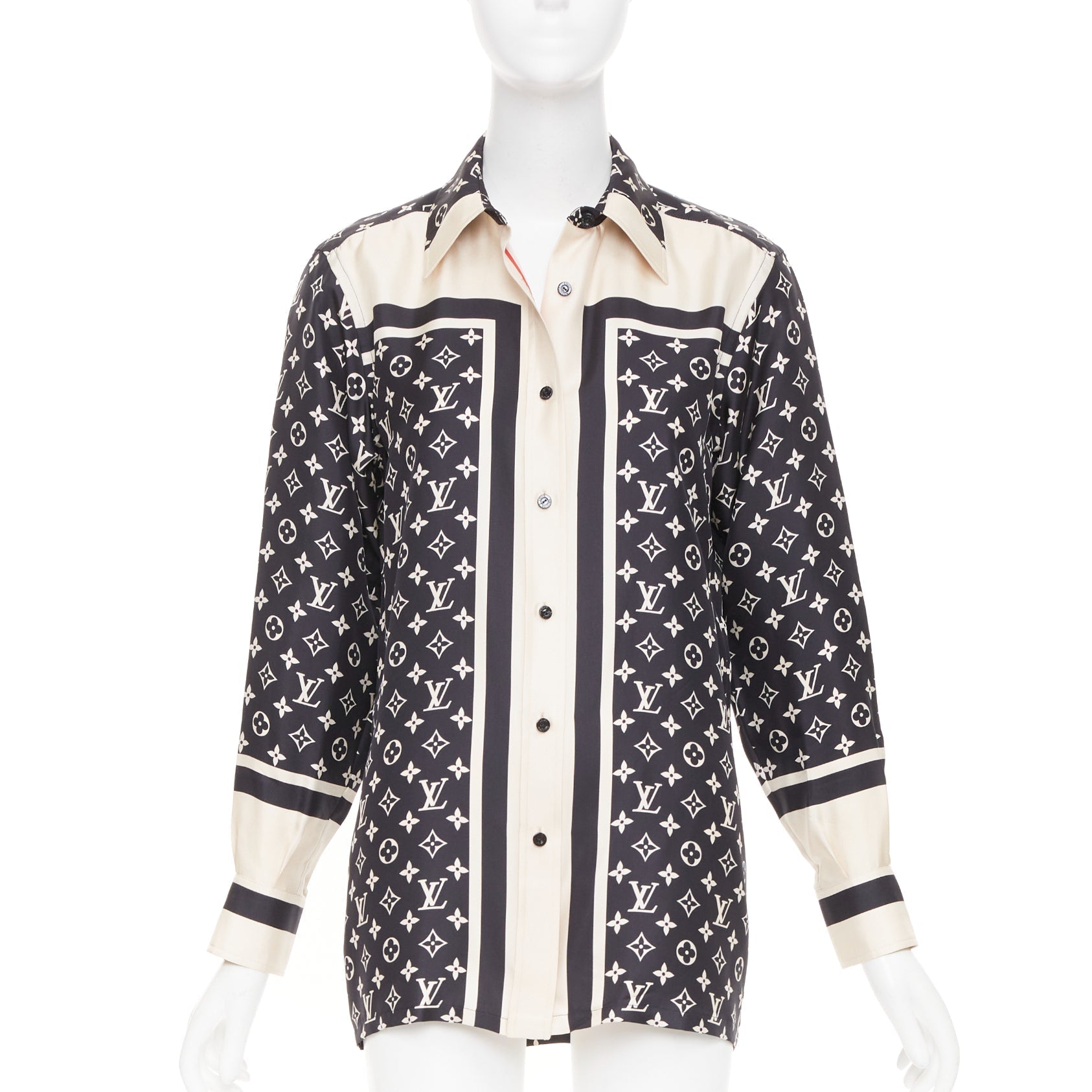 Women's Louis Vuitton monogram silk button top