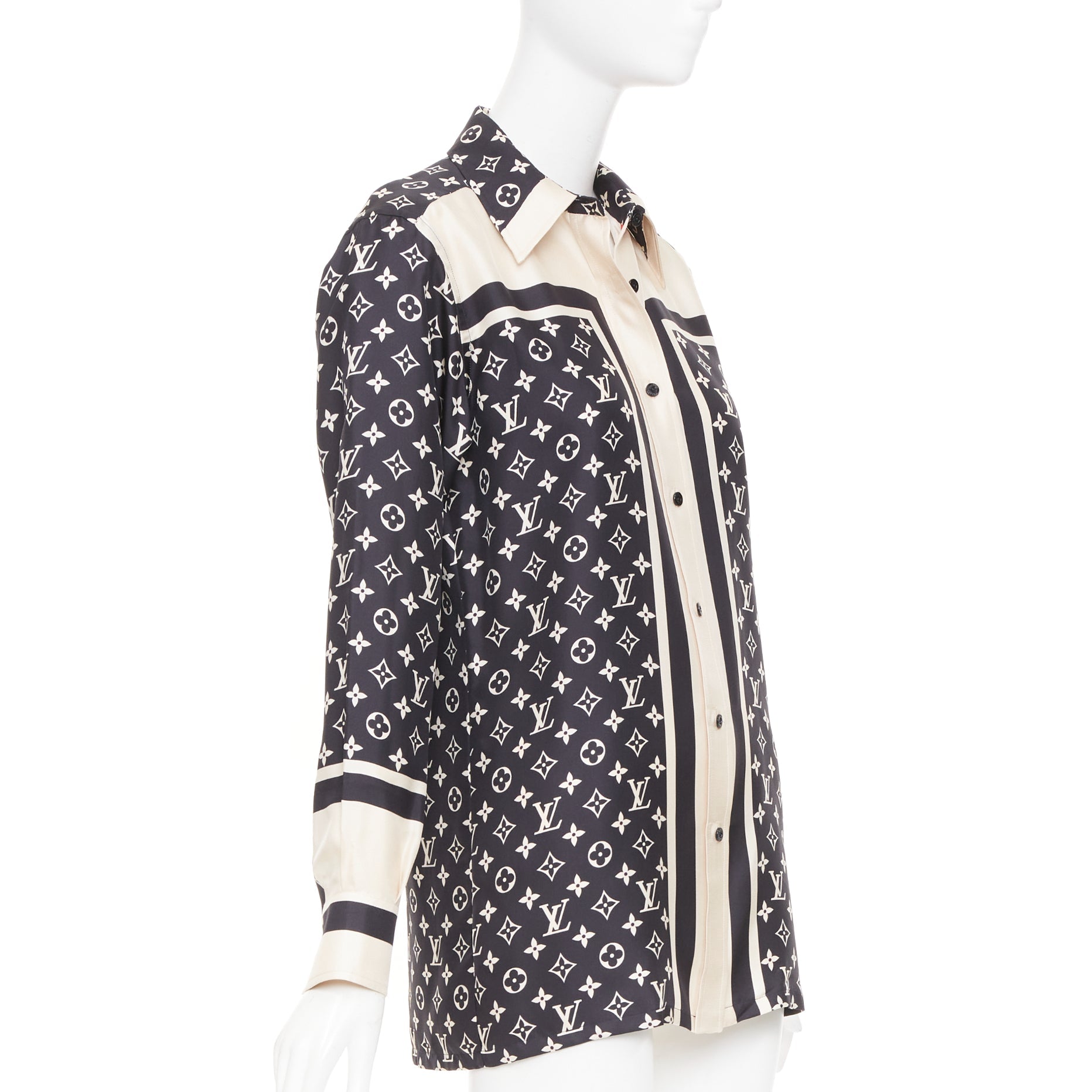 Women's Louis Vuitton monogram silk button top - Image 3