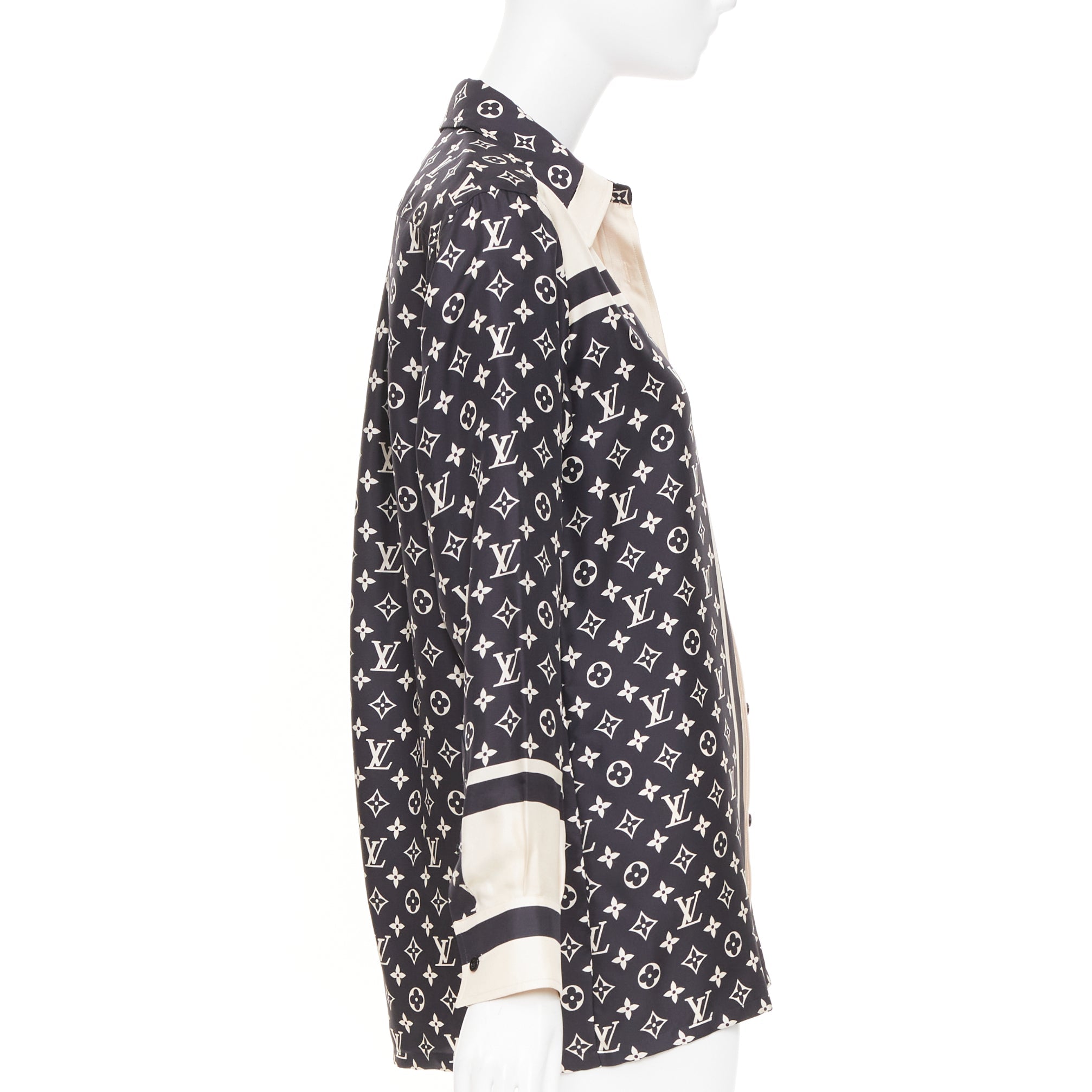 Women's Louis Vuitton monogram silk button top - Image 4