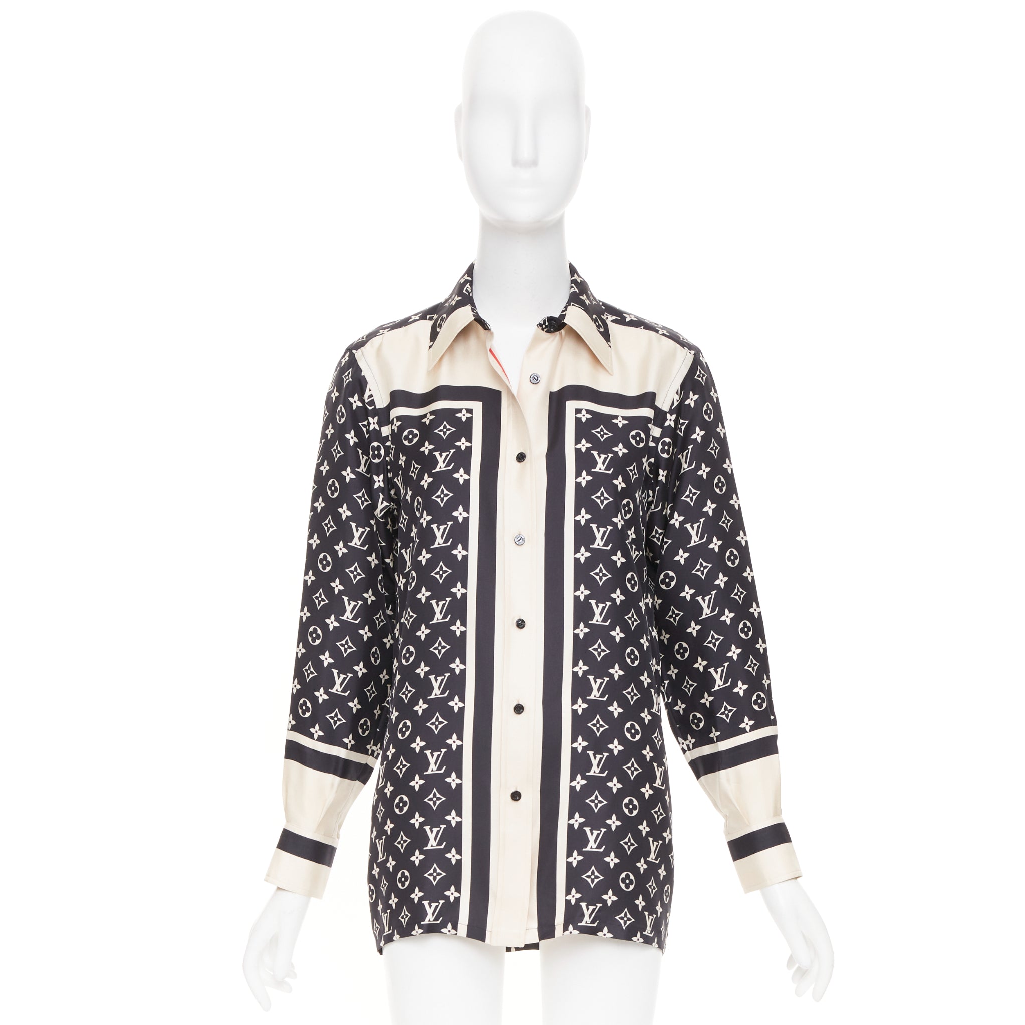 Women's Louis Vuitton monogram silk button top - Image 9