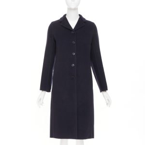 Women's Hermes solid black double face pure cashmere coat