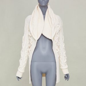 Women's Givenchy chunky cable knit cream cowl neck cardigan