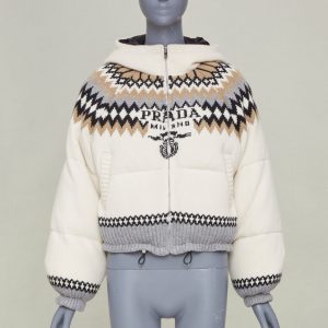 Women's Prada On Ice jacquard wool puffer jacket