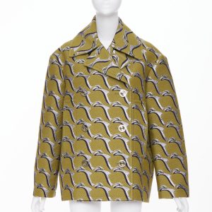 Women's Gucci Heron bird jacquard peacoat