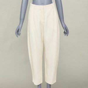 Women's Stella McCartney high rise pleated beige cropped trousers