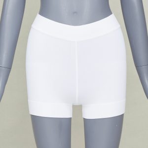 Women's Alaia cream viscose blend high waist ribbed knit shorts
