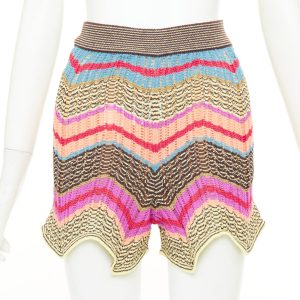 Women's M Missoni multicolor chevron zig zag cotton crochet shorts