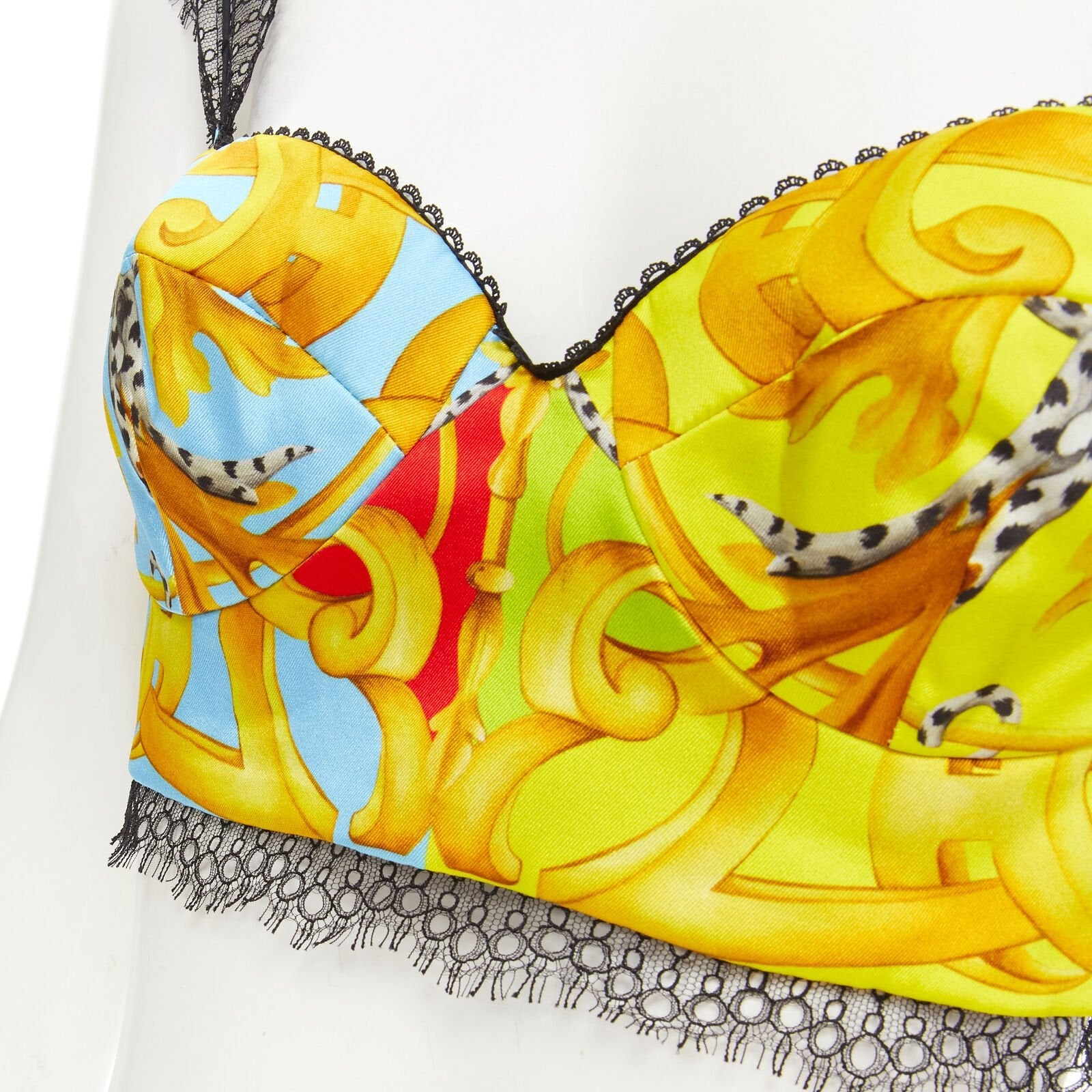 Women's Versace print lace boned bustier top - Image 2