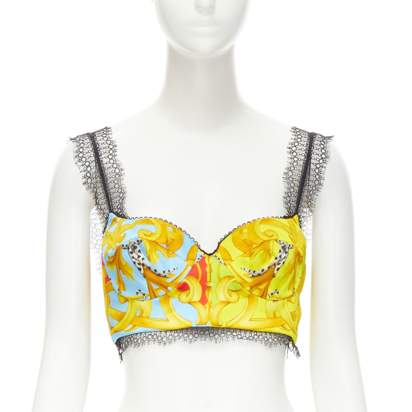 Women's Versace print lace boned bustier top - Image 3