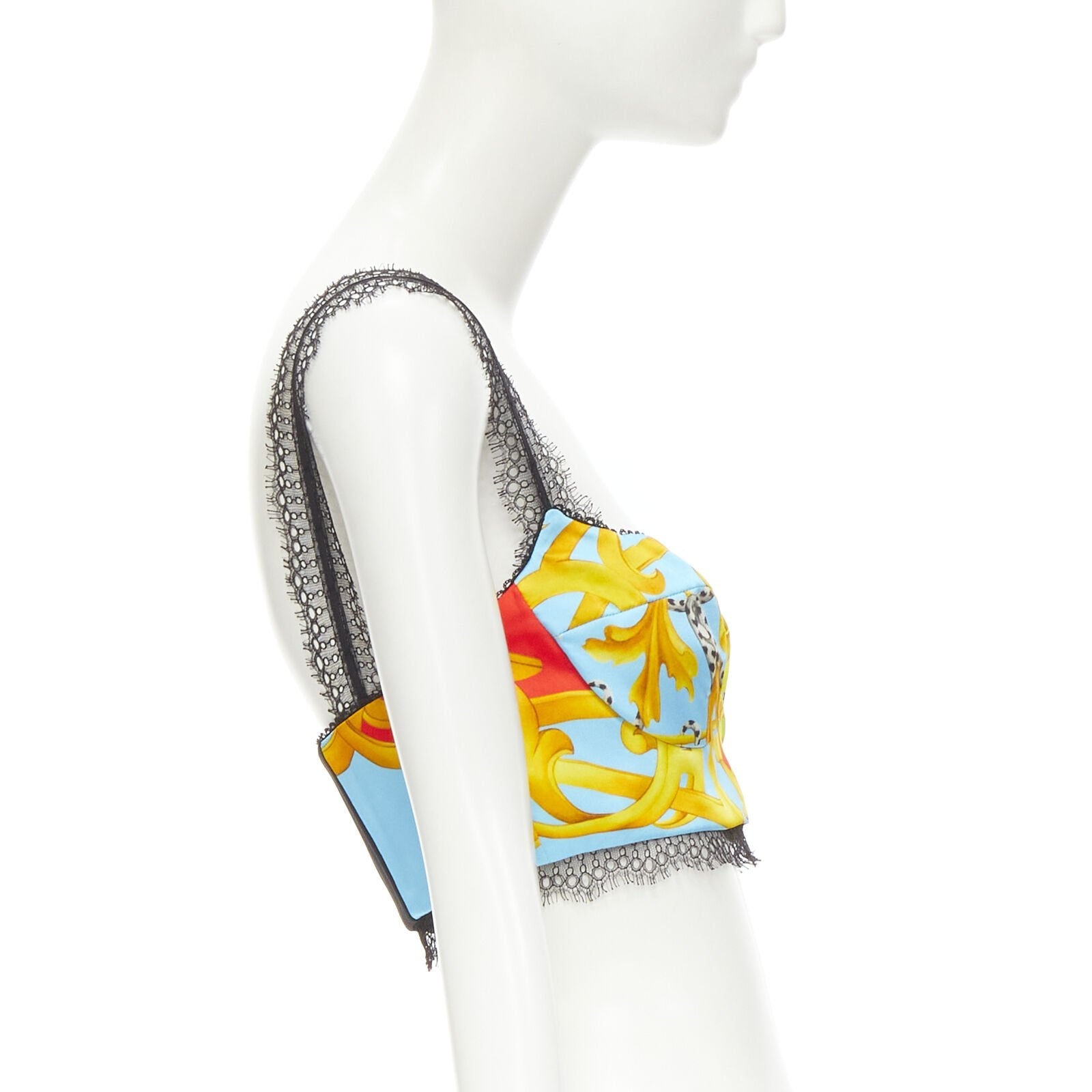 Women's Versace print lace boned bustier top - Image 4