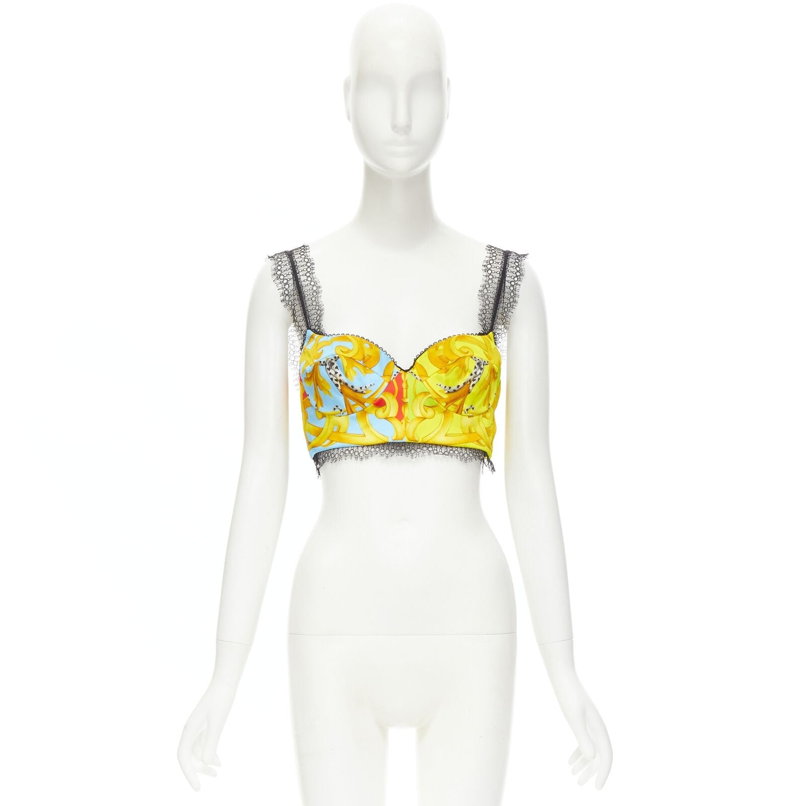Women's Versace print lace boned bustier top - Image 9