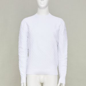Men's Prada white zigzag micro texture geometric long sleeve sweater