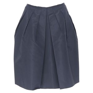 Women's Prada black cotton pleated front A-line skirt
