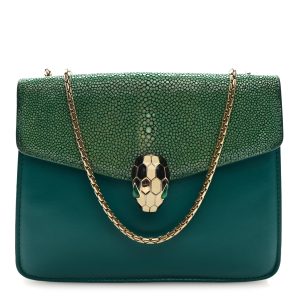 Galuchat Calfskin Serpenti Forever Crossbody Bag Green