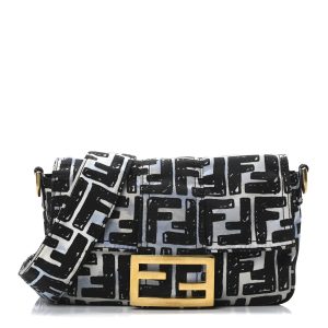X JOSHUA VIDES Nylon FF Cloudy Mini Belt Baguette Bag White Celeste Black