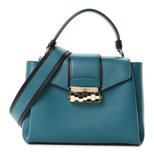 Calfskin Serpenti Viper Top Handle Bag Blue Black