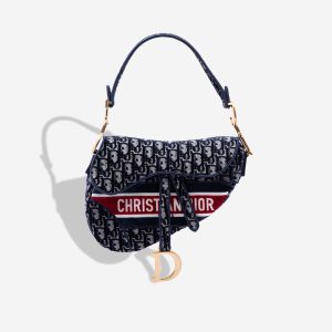 Dior Saddle Medium Velvet / Canvas Blue / Red