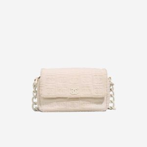 Chanel Shoulder Bag Frottee Écru