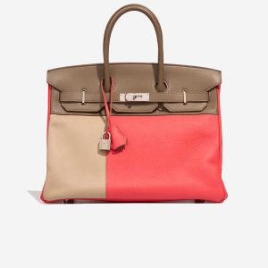 Hermès Birkin 35 Clémence / Swift Étoupe / Rose Jaipur / Argile