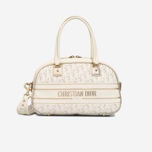 Dior Vibe Bowling Bag Calf White / Metallic Gold