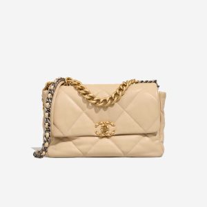 Chanel 19 Large Flap Bag Lamb Beige