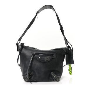 Used Calfskin Silver Hardware Small Neo Classic City Navy