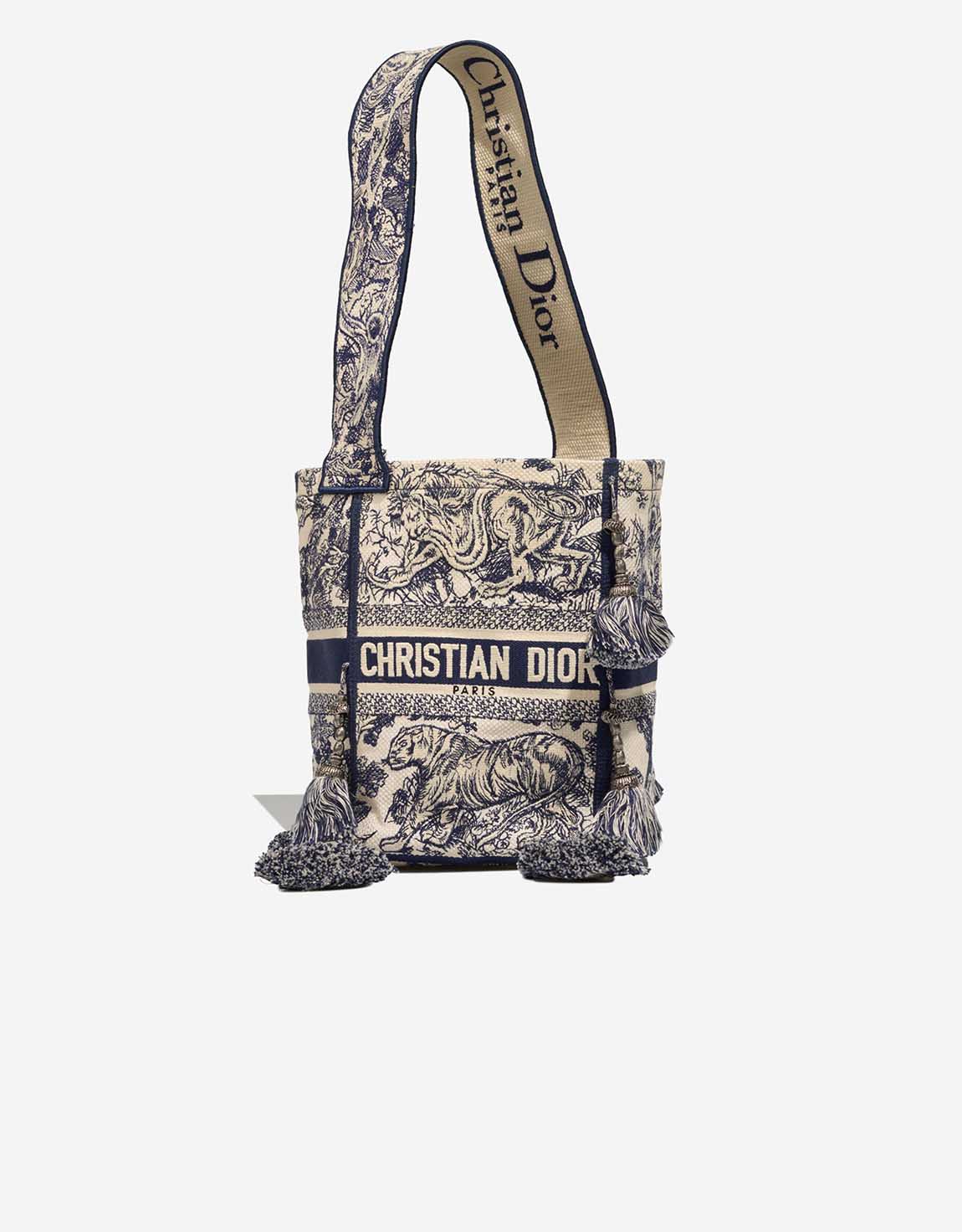 Dior D Bubble Bucket Medium Canvas Blue / White