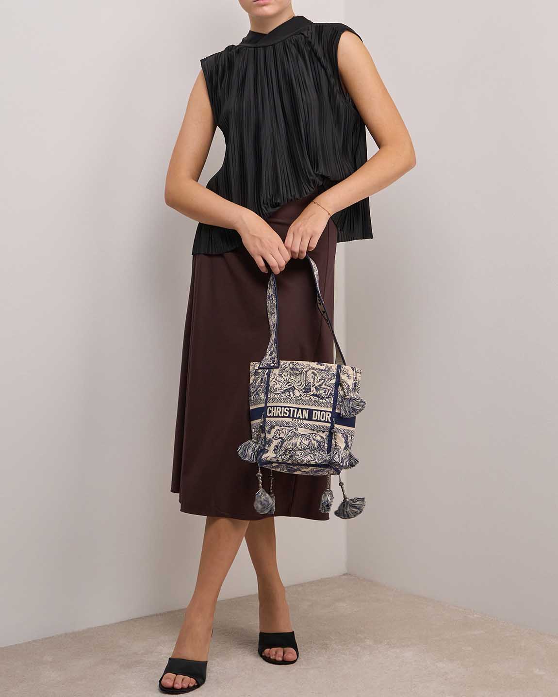 Dior D Bubble Bucket Medium Canvas Blue / White - 图片 2