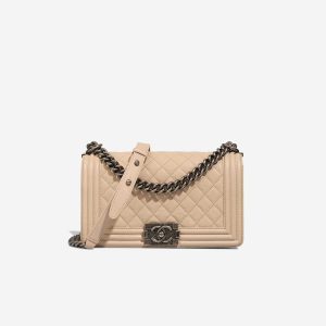 Chanel Boy Old Medium Caviar Beige