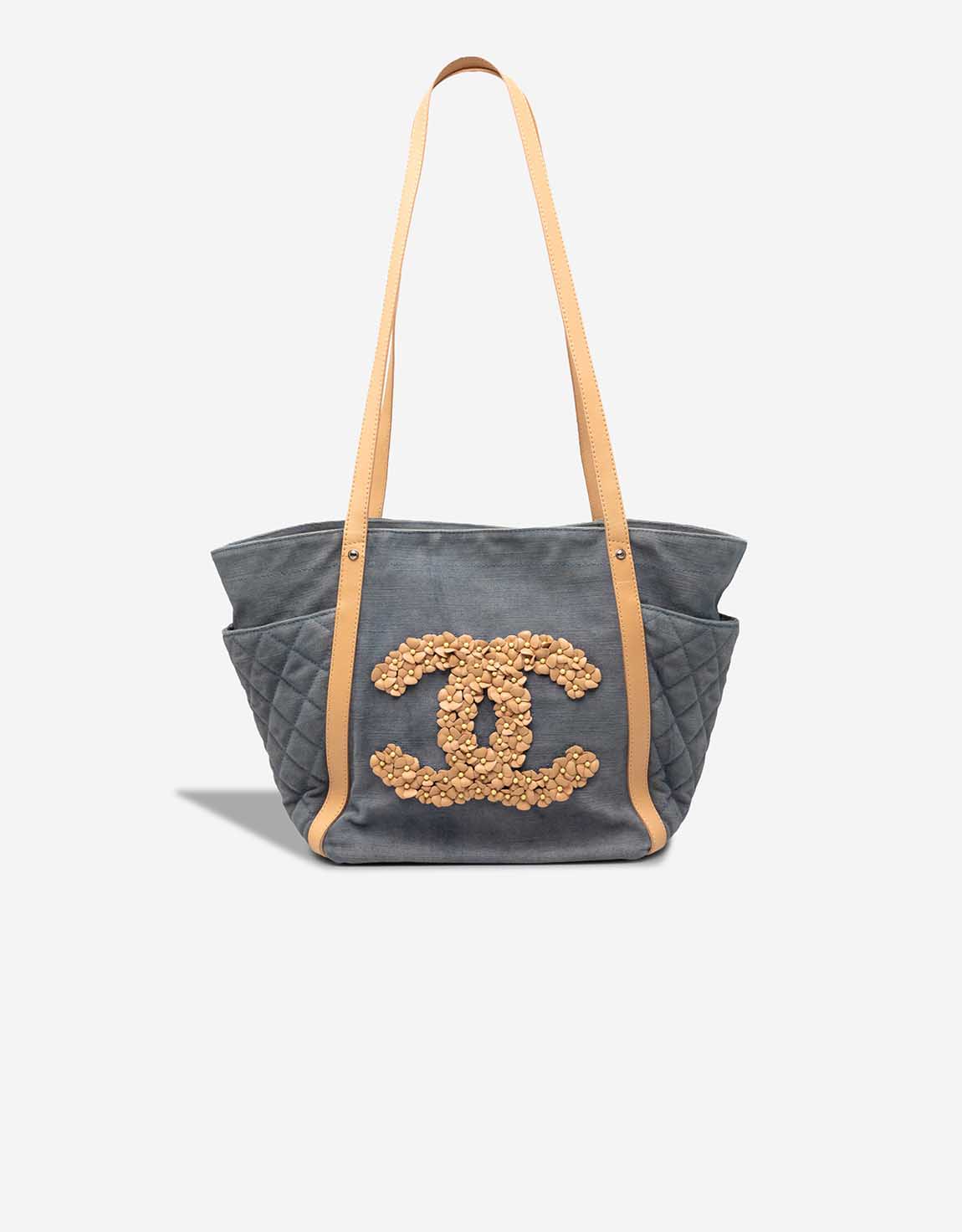 Chanel Shopping Tote Medium Denim / Calf Blue / Beige