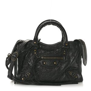 Agneau Classic Gold Hardware Nano City Black