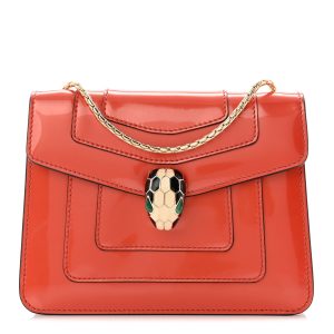 Metallic Calfskin Small Serpenti Forever Snake Strap Crossbody Bag Orange