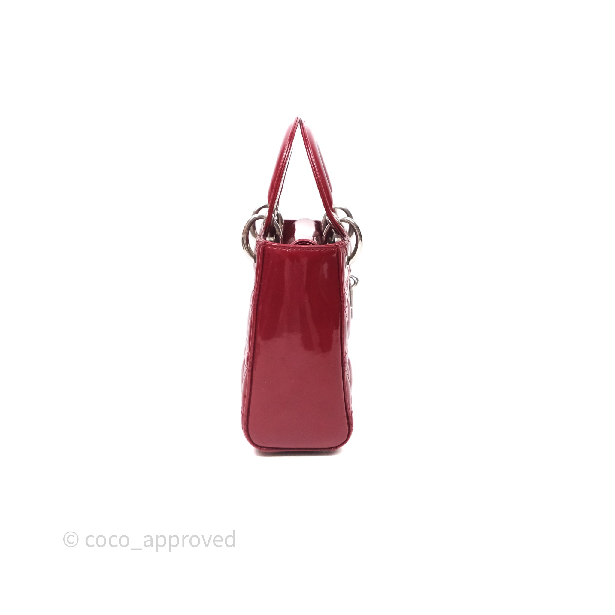 Christian Dior Mini Lady Dior Red Patent Cannage Silver Hardware - 图片 4