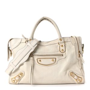 Chevre Gold Metallic Edge Hardware City White